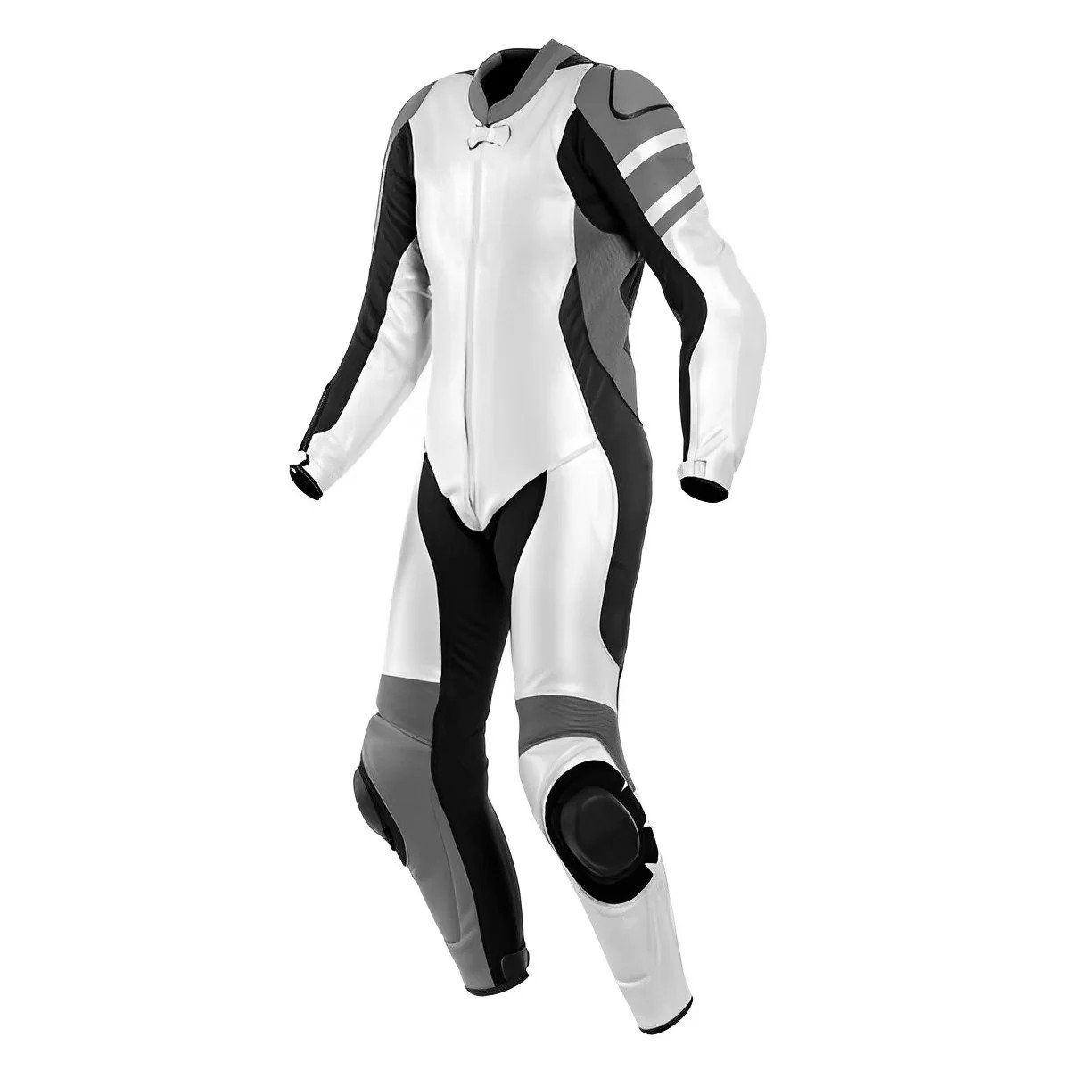 WhatsApp Image 2025-10-15 at 6.12.52 PM New Model Black and White Motorbike Motorcycle Racing Protective Armoured Original Cowhide Leather suit With Titanium Protection And Race Hump - Image 1