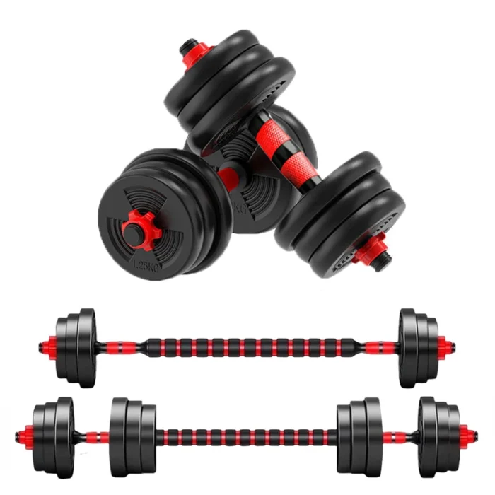 5-44lbs Adjustable Dumbbell to Barbell Set, Anti-Slip Grip, Versatile Home Gym Fitness Strength Training Barbell Weight Plates - Image 1