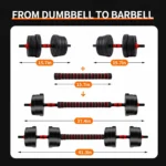 5-44lbs Adjustable Dumbbell to Barbell Set, Anti-Slip Grip, Versatile Home Gym Fitness Strength Training Barbell Weight Plates - Image 2