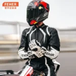 Feher One-Piece Motorcycle Riding Suit Motorcycle Leather Jacket Racing Suit Track Anti Fall And Anti Tear Protective Suit Ridin - Image 4