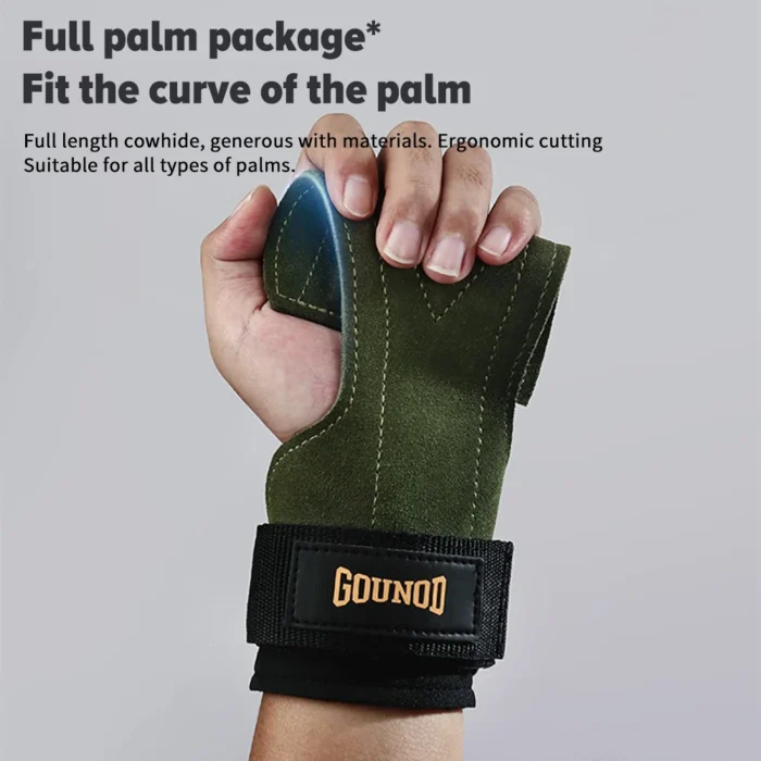 Gym Gloves Grips Anti-Skid Wrist Straps Palm Protector for Weight Lifting Support Deadlift Straps Pull-up Cowhide Fitness Gloves - Image 4