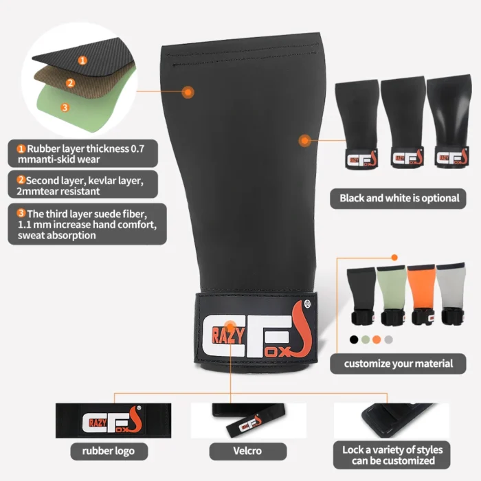 Hypalon chalk free weight Lifting Grips Heavy Duty Straps Alternative Power Lifting Hooks for Deadlift Wrist Support Calleras - Image 4