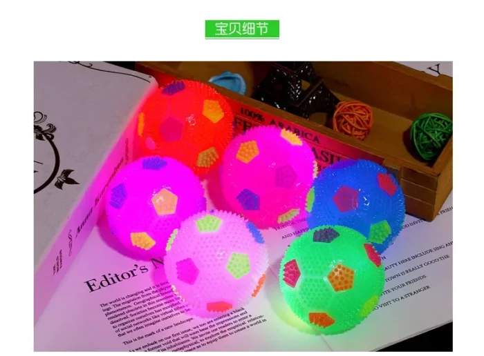 6.5cm Kid Led Football Bouncy Ball PU Will Ring Flash Massage Ball Soccer Ball Clean Teeth Dog Interactive Toys - Image 5