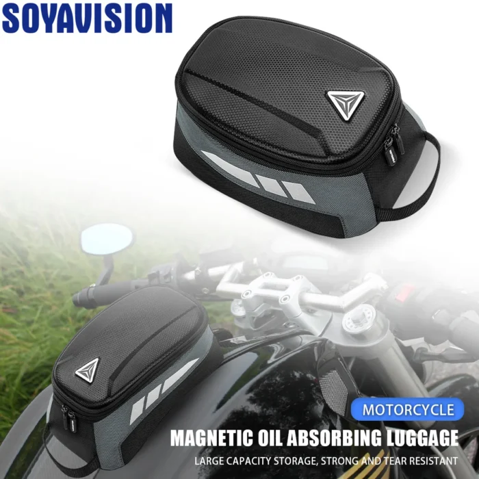 Magnetic Motorcycle Tank Bag EVA Hard Shell Motorbike Fuel Oil Tank Bag 4.5L Portable Card Phone Tool Bag Universal Black - Image 1