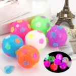 6.5cm Kid Led Football Bouncy Ball PU Will Ring Flash Massage Ball Soccer Ball Clean Teeth Dog Interactive Toys