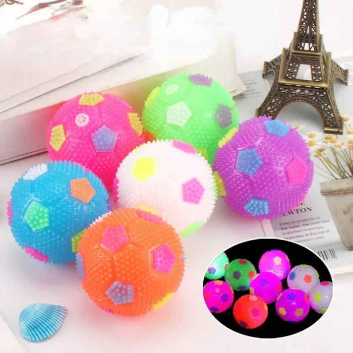 6.5cm Kid Led Football Bouncy Ball PU Will Ring Flash Massage Ball Soccer Ball Clean Teeth Dog Interactive Toys - Image 1