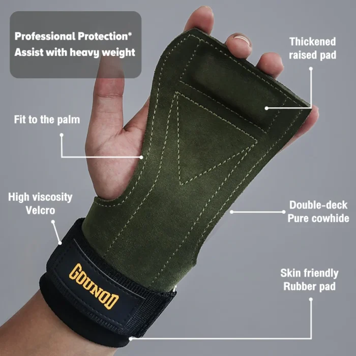 Gym Gloves Grips Anti-Skid Wrist Straps Palm Protector for Weight Lifting Support Deadlift Straps Pull-up Cowhide Fitness Gloves - Image 2