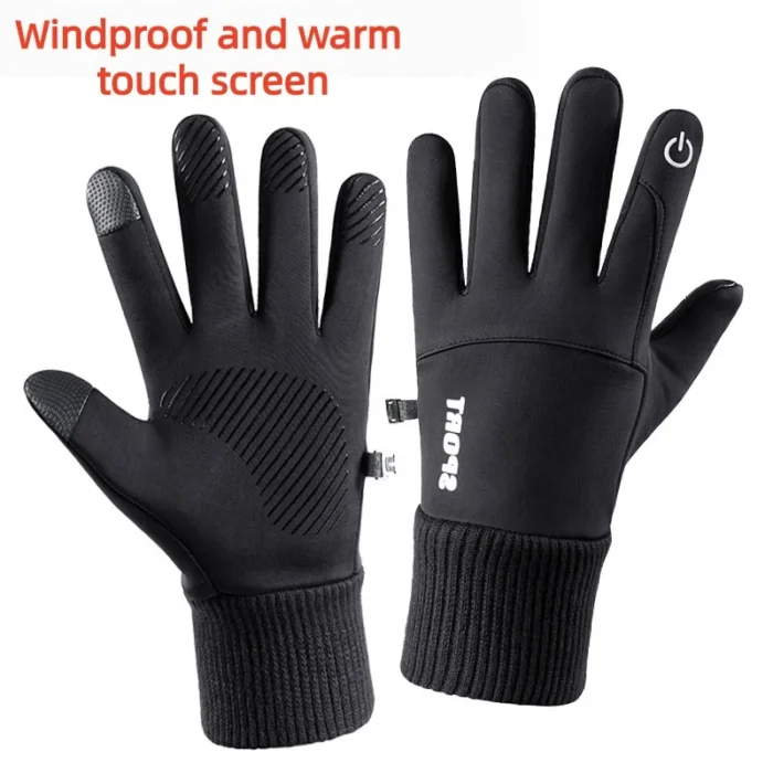 ﻿ Bicycle Gloves Keep Warm Full Finger Men Winter Windproof Fleece Cycling Glove Touch Screen MTB Road Bike Gloves - Image 1