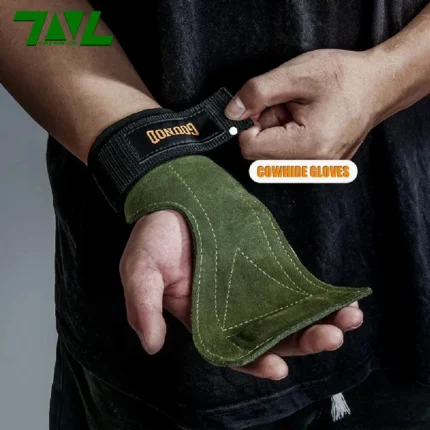 Gym Gloves Grips Anti-Skid Wrist Straps Palm Protector for Weight Lifting Support Deadlift Straps Pull-up Cowhide Fitness Gloves