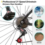 Hiland 24 26 inch Mountain Bike for Men Women, 21 Speeds High-Carbon Steel Frame, Sport Cycling MTB Bicycle for Adult - Image 5