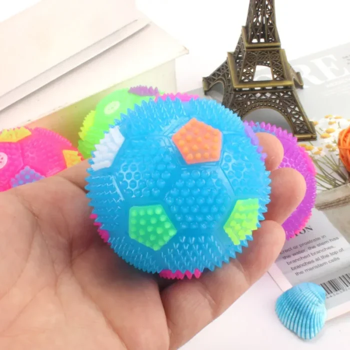 6.5cm Kid Led Football Bouncy Ball PU Will Ring Flash Massage Ball Soccer Ball Clean Teeth Dog Interactive Toys - Image 3