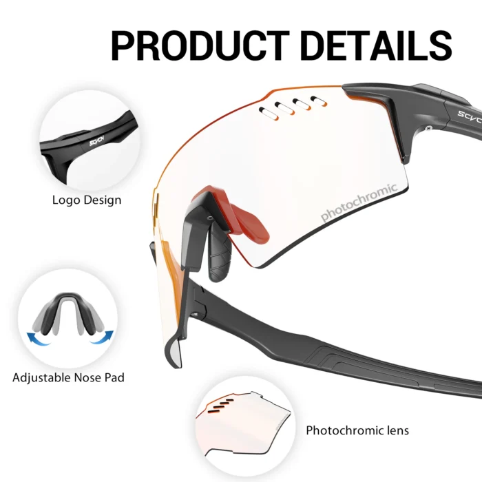 SCVCN Photochromic bike Cycling glasses UV400 Bicycle riding Eyewear Sports MTB Outdoor Sports Golf Camping Driving Eyepieces - Image 5
