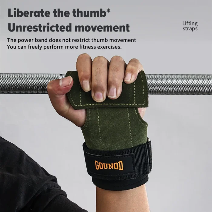 Gym Gloves Grips Anti-Skid Wrist Straps Palm Protector for Weight Lifting Support Deadlift Straps Pull-up Cowhide Fitness Gloves - Image 6